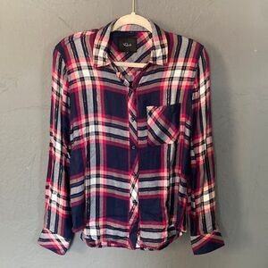 Rails Hunter Plaid Metallic Thread Flannel Shirt Top Soft Cozy Comfy